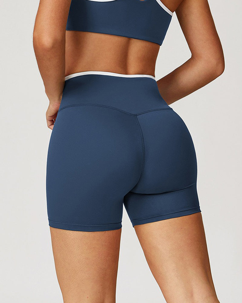 Crossover High Waisted Skinny Hip Lifting Athletic Shorts
