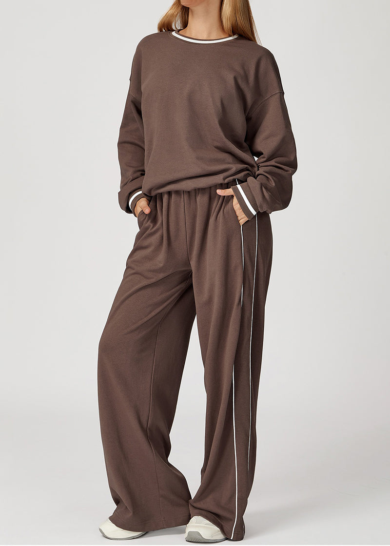 Ribbed Cuff Loose Crew Neck Long Sleeve Sweatshirt