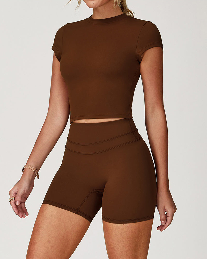 Round neck tight short-sleeved sports T-shirt