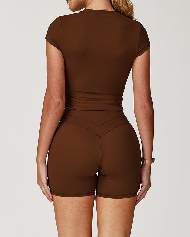 Round neck tight short-sleeved sports T-shirt