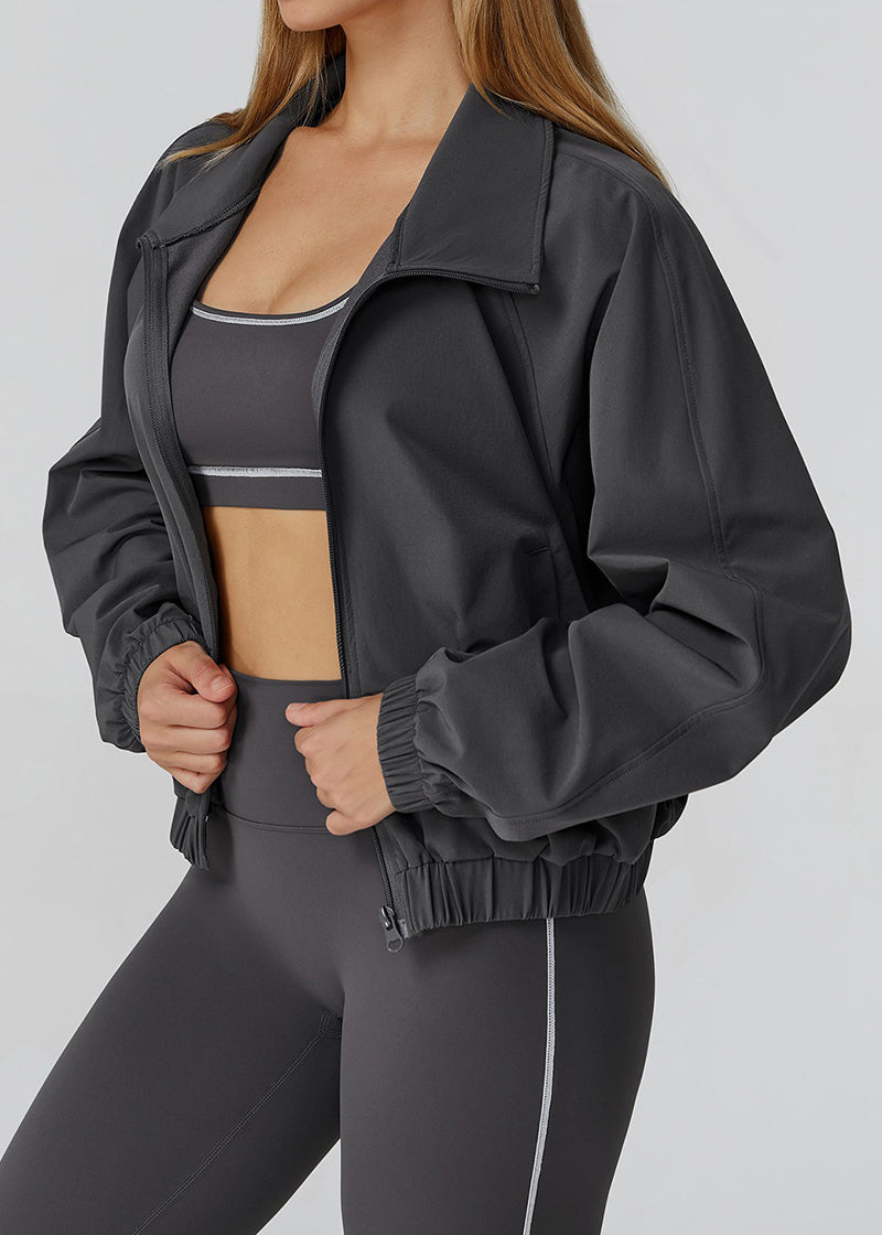STAND COLLAR ZIPPER WINDPROOF SPORTS COAT