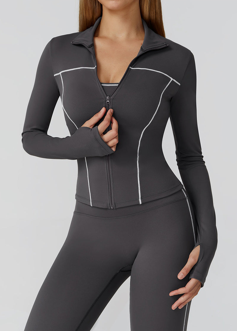 FULL-ZIP SLIM-FIT LONG-SLEEVED TRACK JACKET