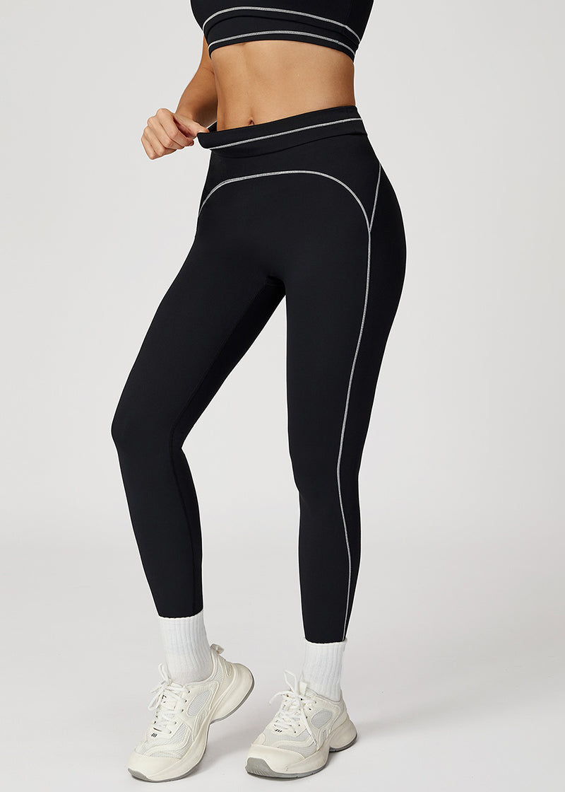 HIGH-WAISTED FOLD-OVER WAISTBAND SPORTS PANTS