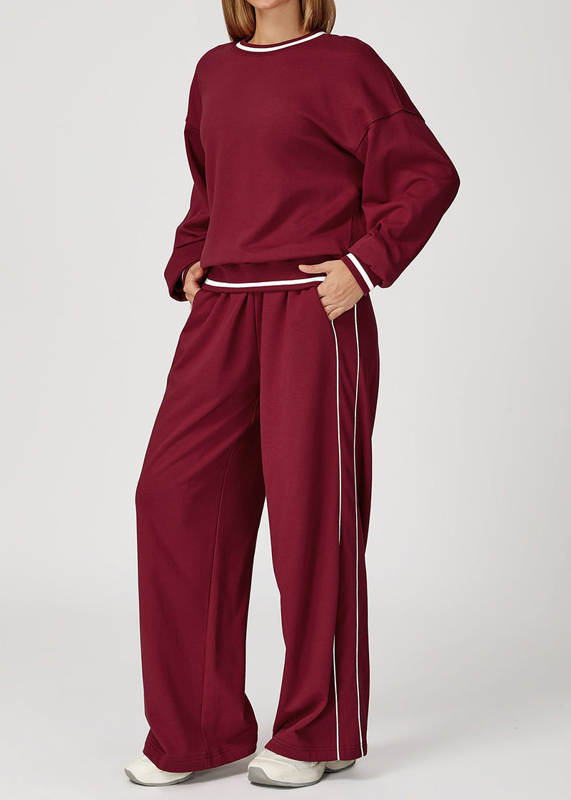 Ribbed Cuff Loose Crew Neck Long Sleeve Sweatshirt
