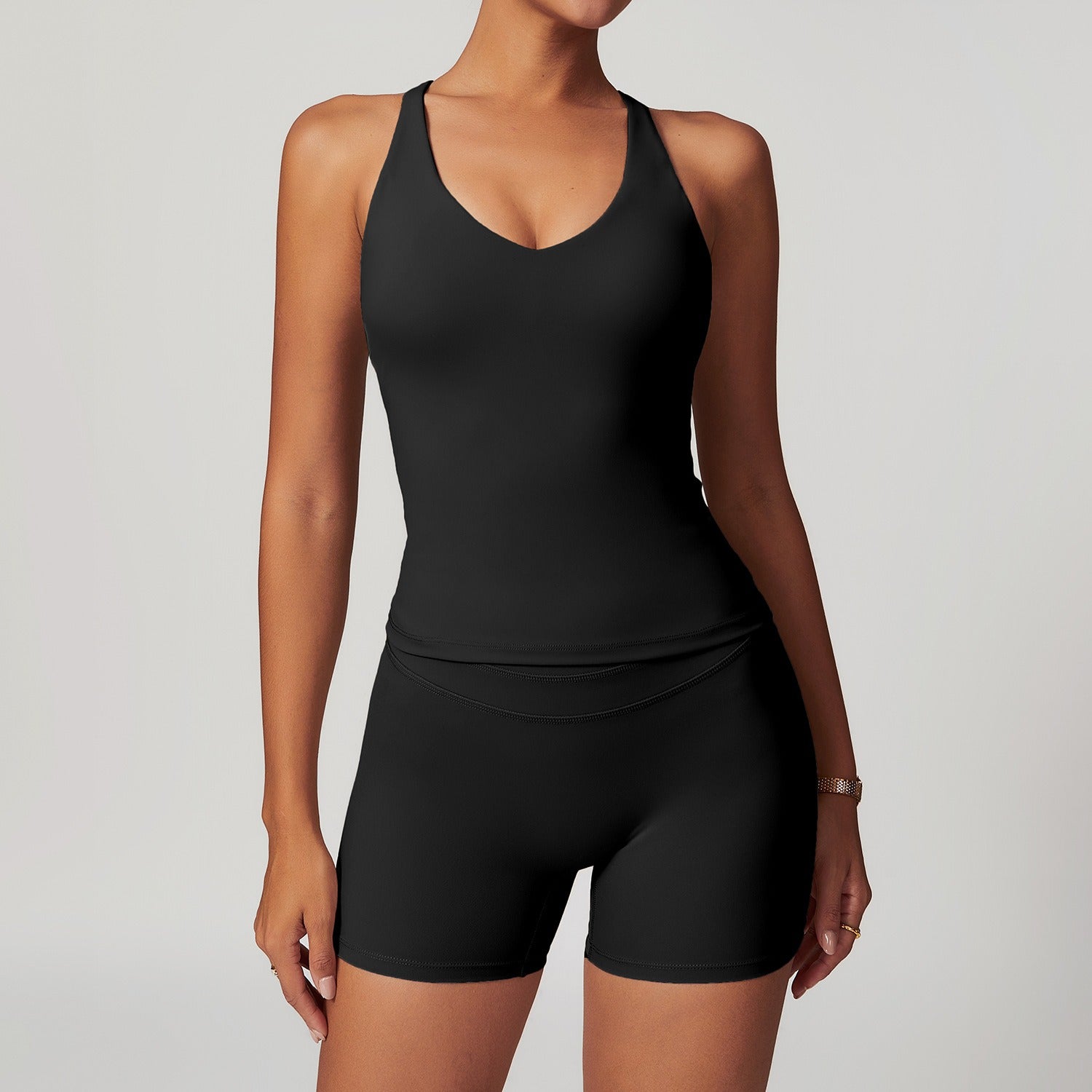 Tight-fitting brushed crossover gym tank top