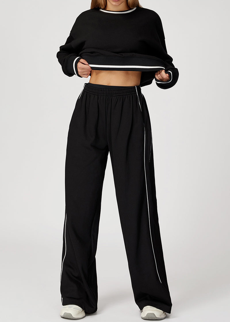 Ribbed Cuff Loose Crew Neck Long Sleeve Sweatshirt