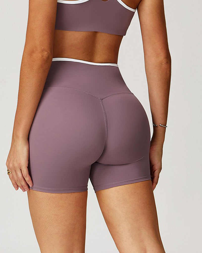 Crossover High Waisted Skinny Hip Lifting Athletic Shorts