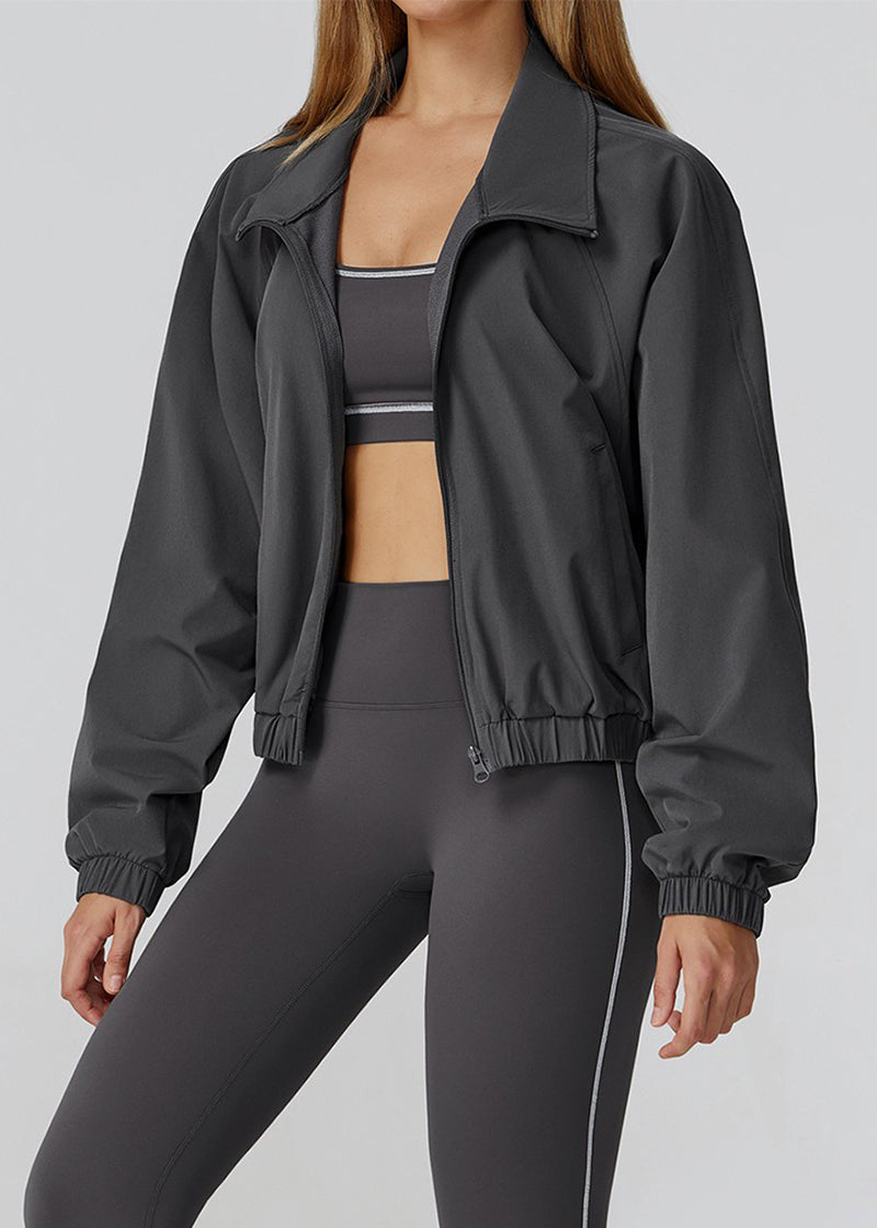 STAND COLLAR ZIPPER WINDPROOF SPORTS COAT