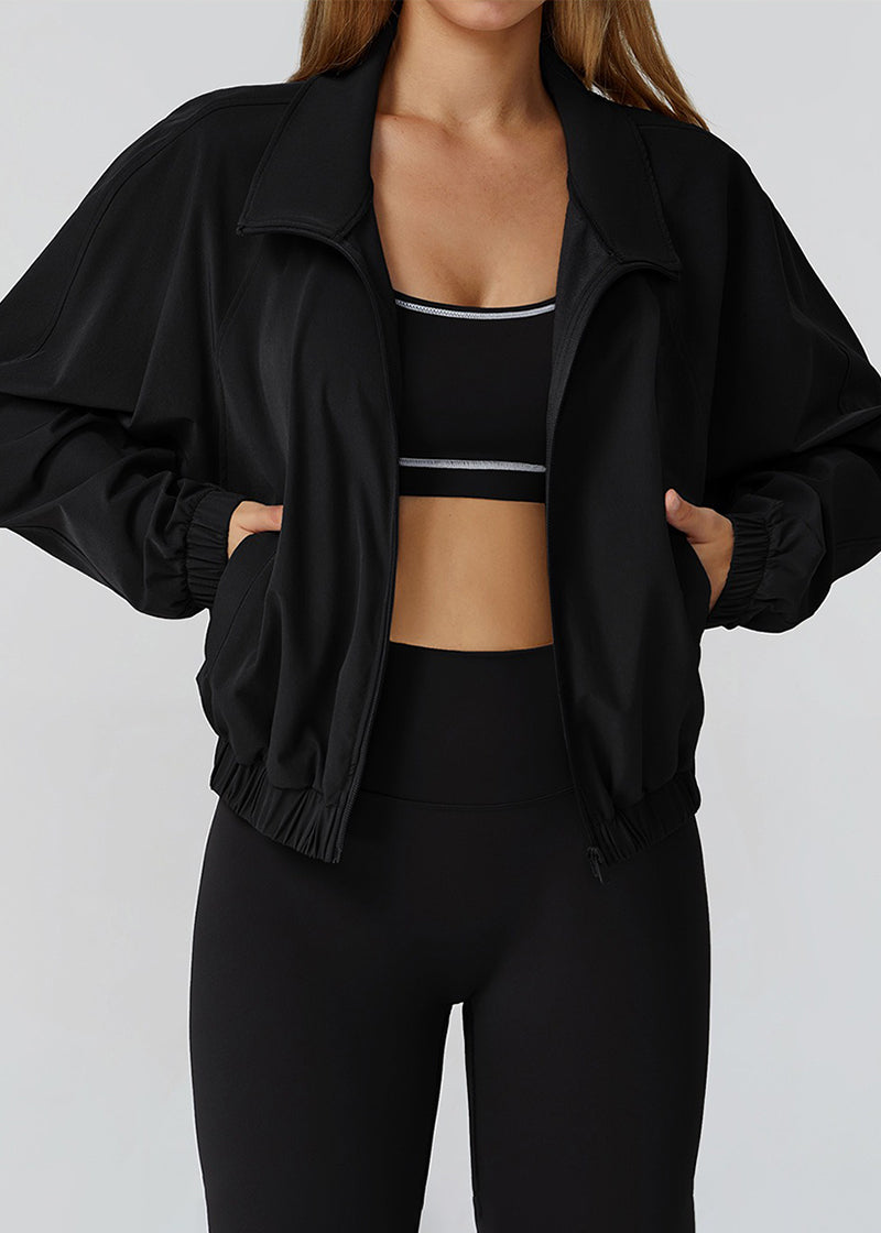 STAND COLLAR ZIPPER WINDPROOF SPORTS COAT