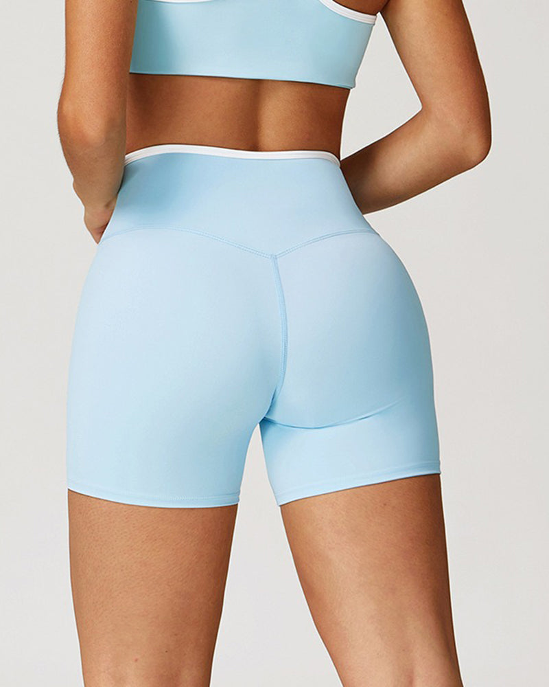 Crossover High Waisted Skinny Hip Lifting Athletic Shorts