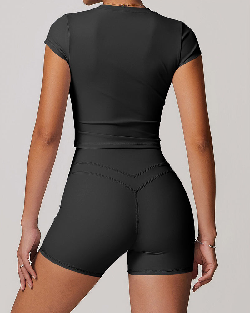 Round neck tight short-sleeved sports T-shirt