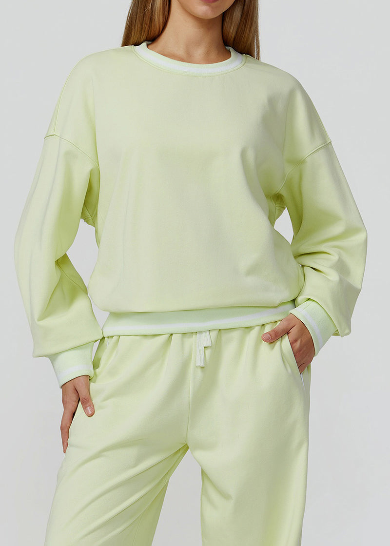 Ribbed Cuff Loose Crew Neck Long Sleeve Sweatshirt