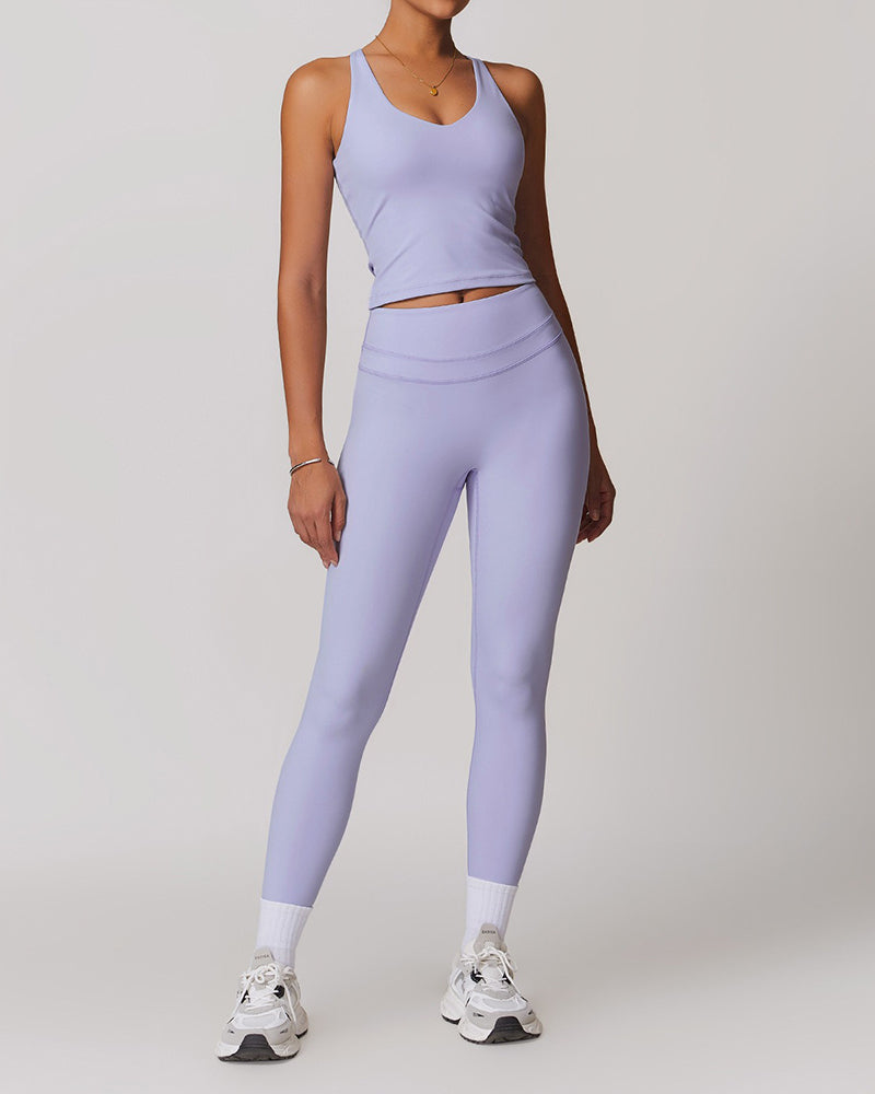 Tight-fitting brushed crossover gym tank top