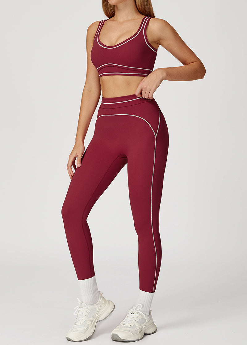 HIGH-WAISTED FOLD-OVER WAISTBAND SPORTS PANTS