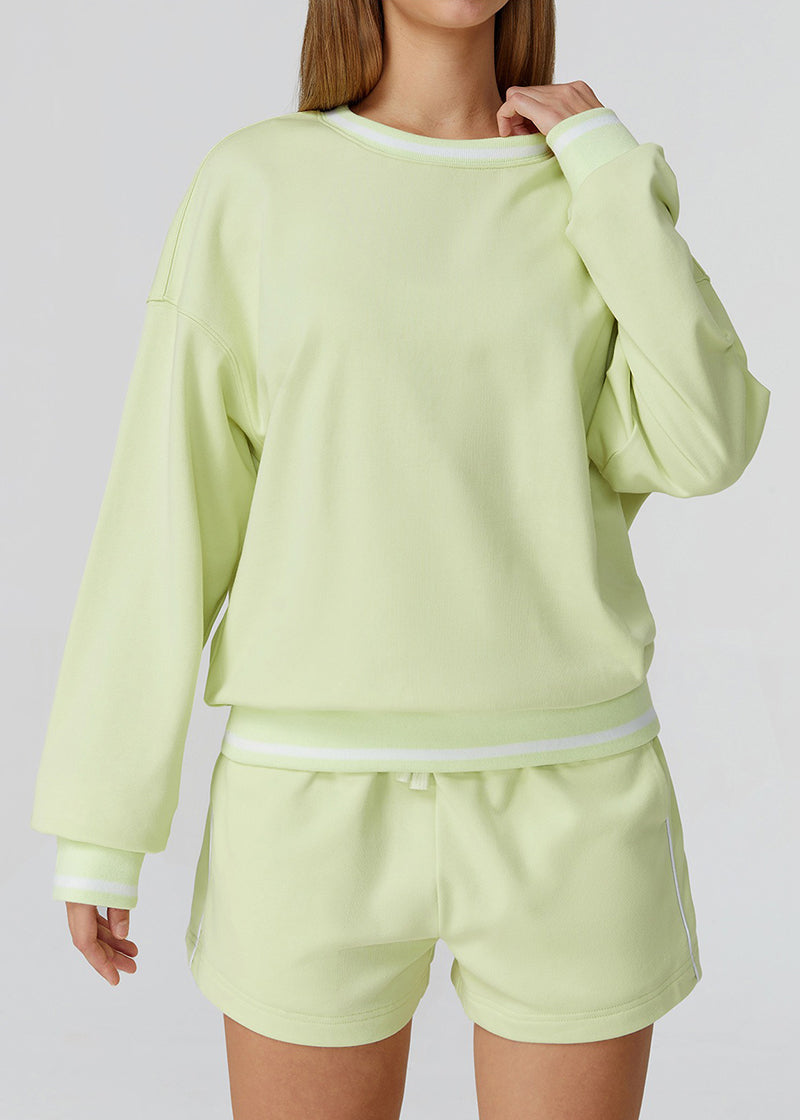 Ribbed Cuff Loose Crew Neck Long Sleeve Sweatshirt