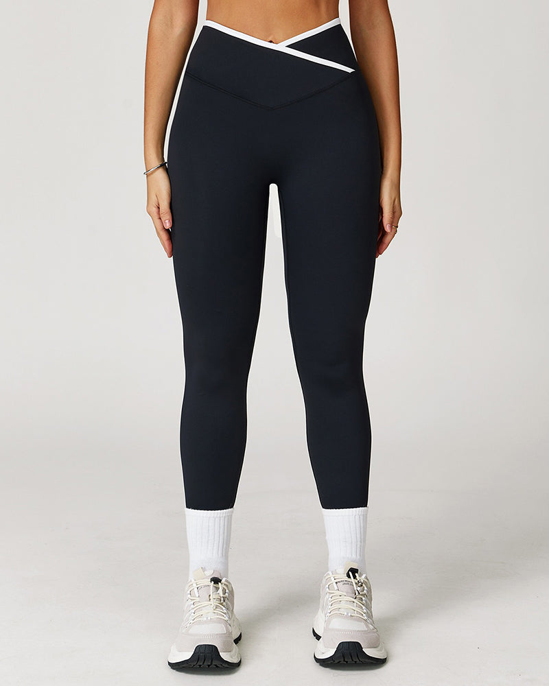 Crossover High Waist Skinny Athletic Leggings