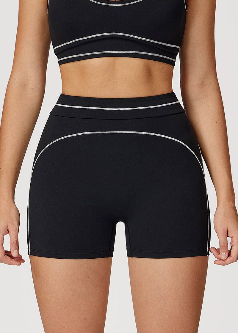 HIGH-WAISTED FOLD-OVER WAISTBAND SPORTS SHORTS