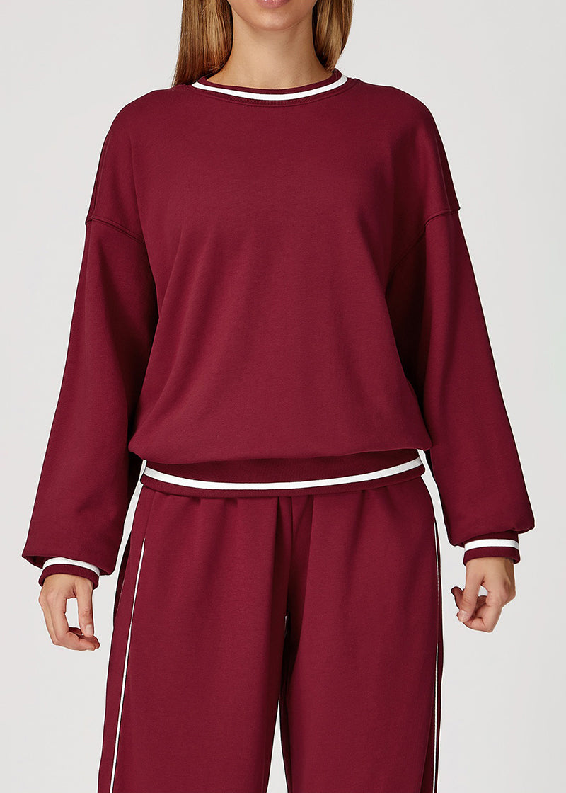 Ribbed Cuff Loose Crew Neck Long Sleeve Sweatshirt