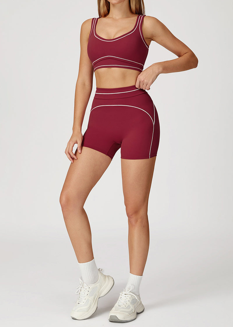 HIGH-WAISTED FOLD-OVER WAISTBAND SPORTS SHORTS
