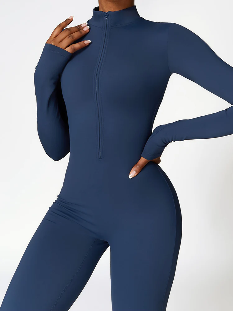 Stand-up Collar Half-zip Padded Jumpsuit