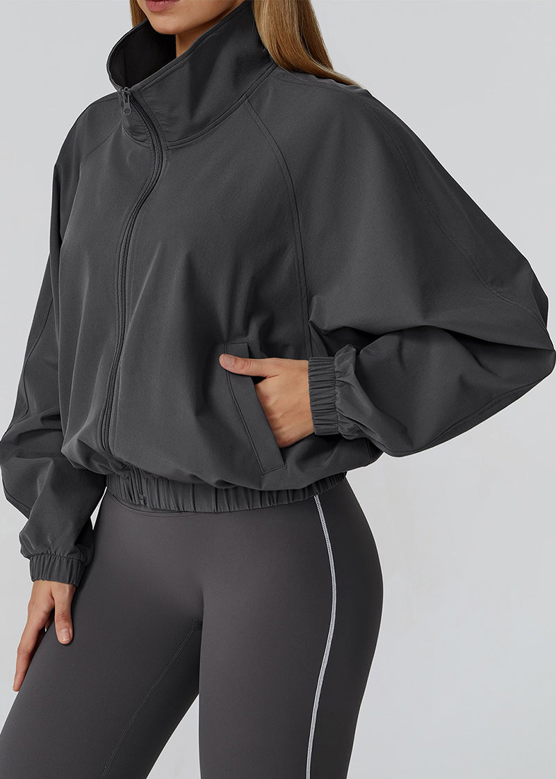STAND COLLAR ZIPPER WINDPROOF SPORTS COAT