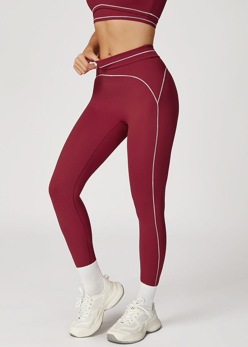 HIGH-WAISTED FOLD-OVER WAISTBAND SPORTS PANTS