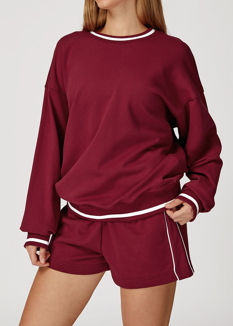 Ribbed Cuff Loose Crew Neck Long Sleeve Sweatshirt