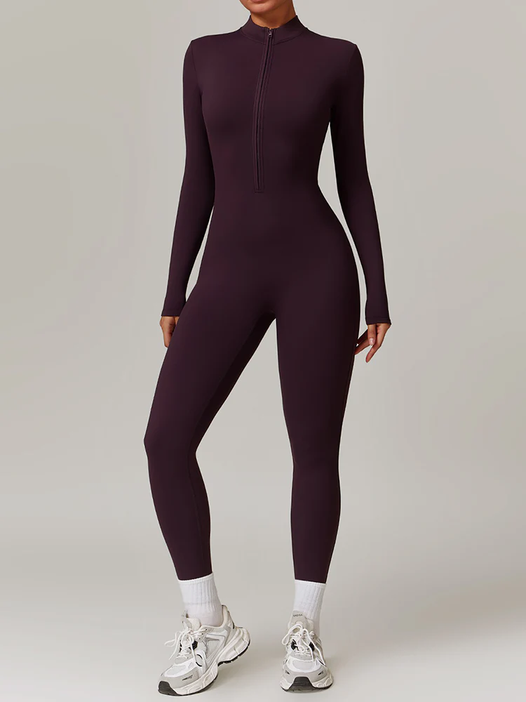 Stand-up Collar Half-zip Padded Jumpsuit