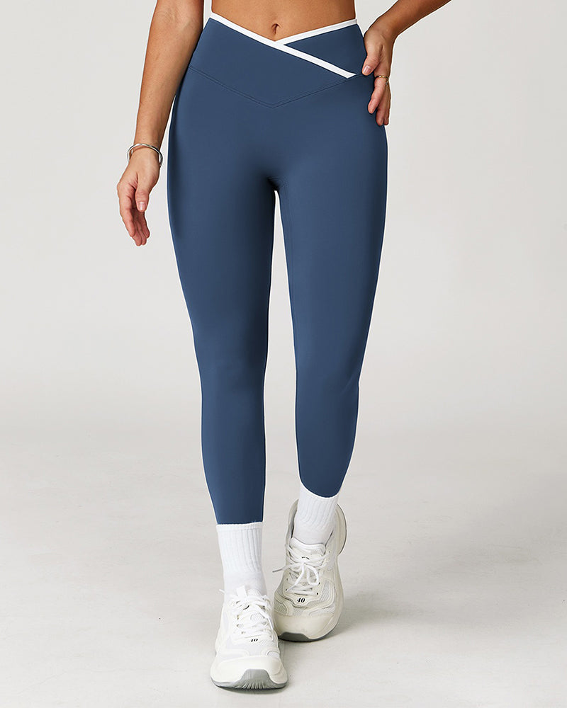 Crossover High Waist Skinny Athletic Leggings