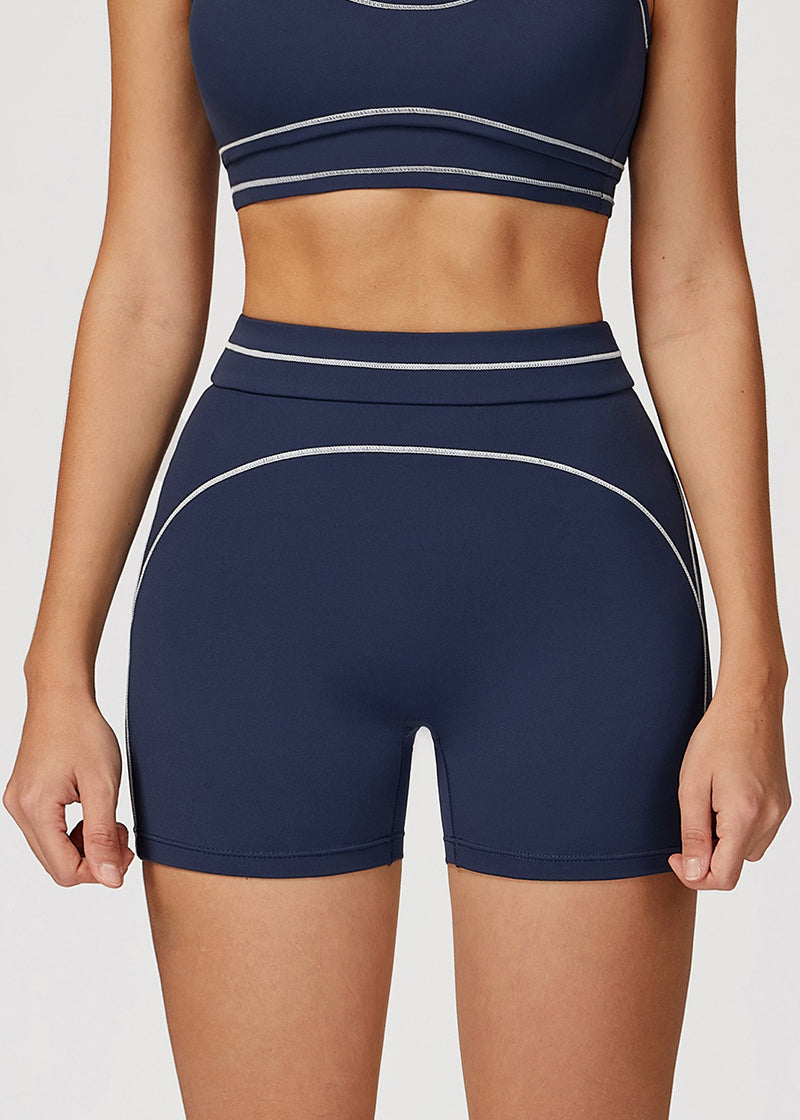 HIGH-WAISTED FOLD-OVER WAISTBAND SPORTS SHORTS