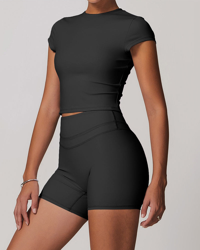 Round neck tight short-sleeved sports T-shirt