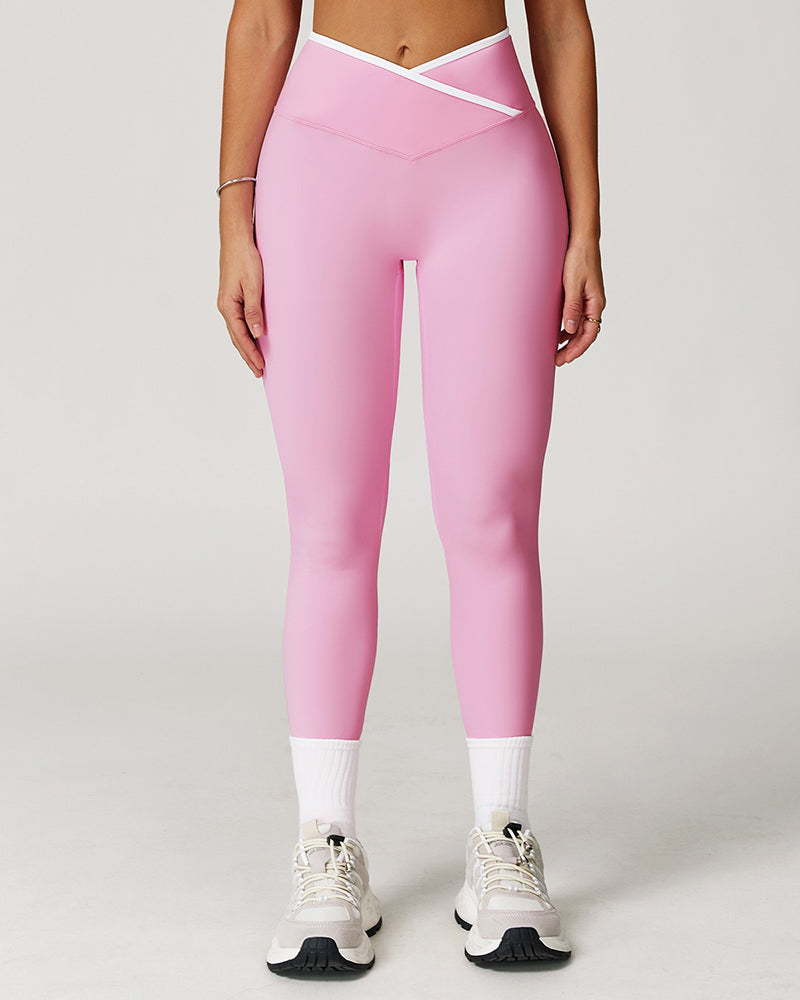 Crossover High Waist Skinny Athletic Leggings