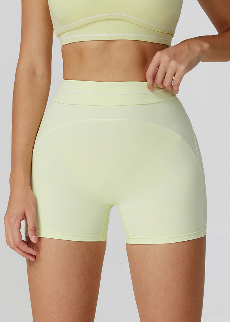 HIGH-WAISTED FOLD-OVER WAISTBAND SPORTS SHORTS