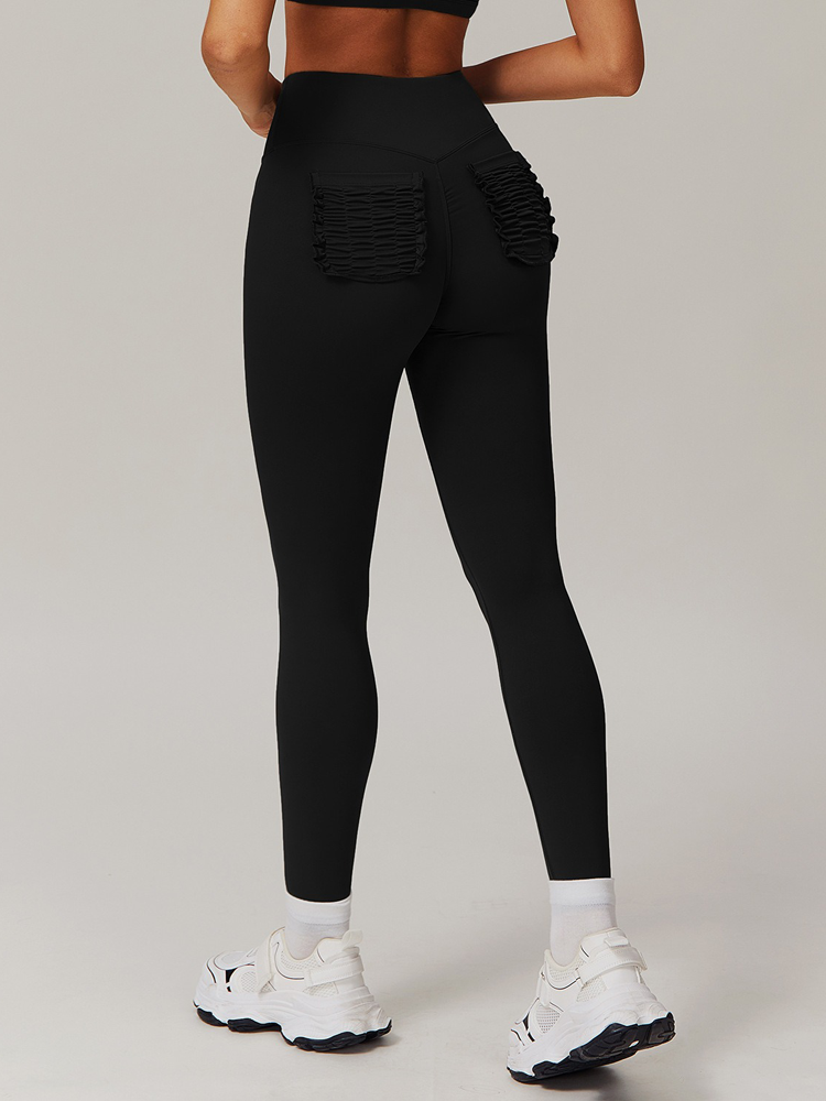 High Waisted Hip Lifting Fitness Wide Leg Flared Pants Sport Trousers