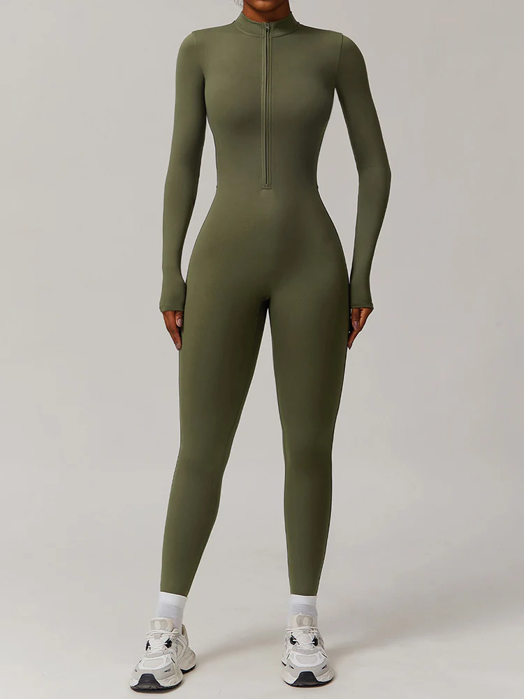 Stand-up Collar Half-zip Padded Jumpsuit