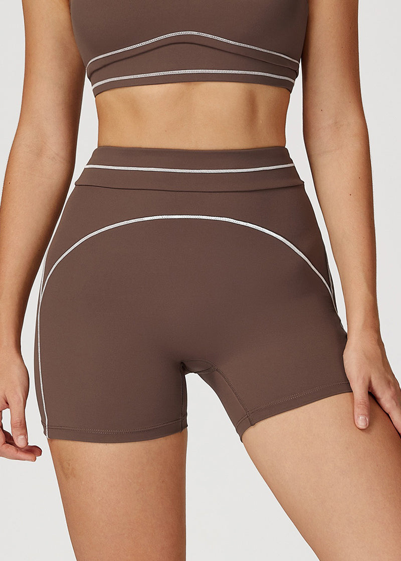 HIGH-WAISTED FOLD-OVER WAISTBAND SPORTS SHORTS