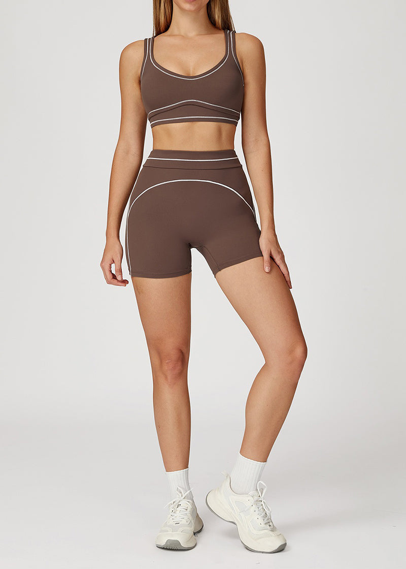 HIGH-WAISTED FOLD-OVER WAISTBAND SPORTS SHORTS