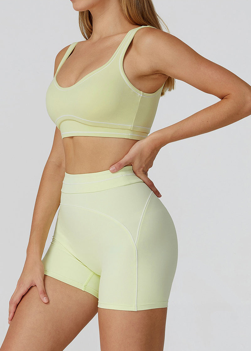 HIGH-WAISTED FOLD-OVER WAISTBAND SPORTS SHORTS
