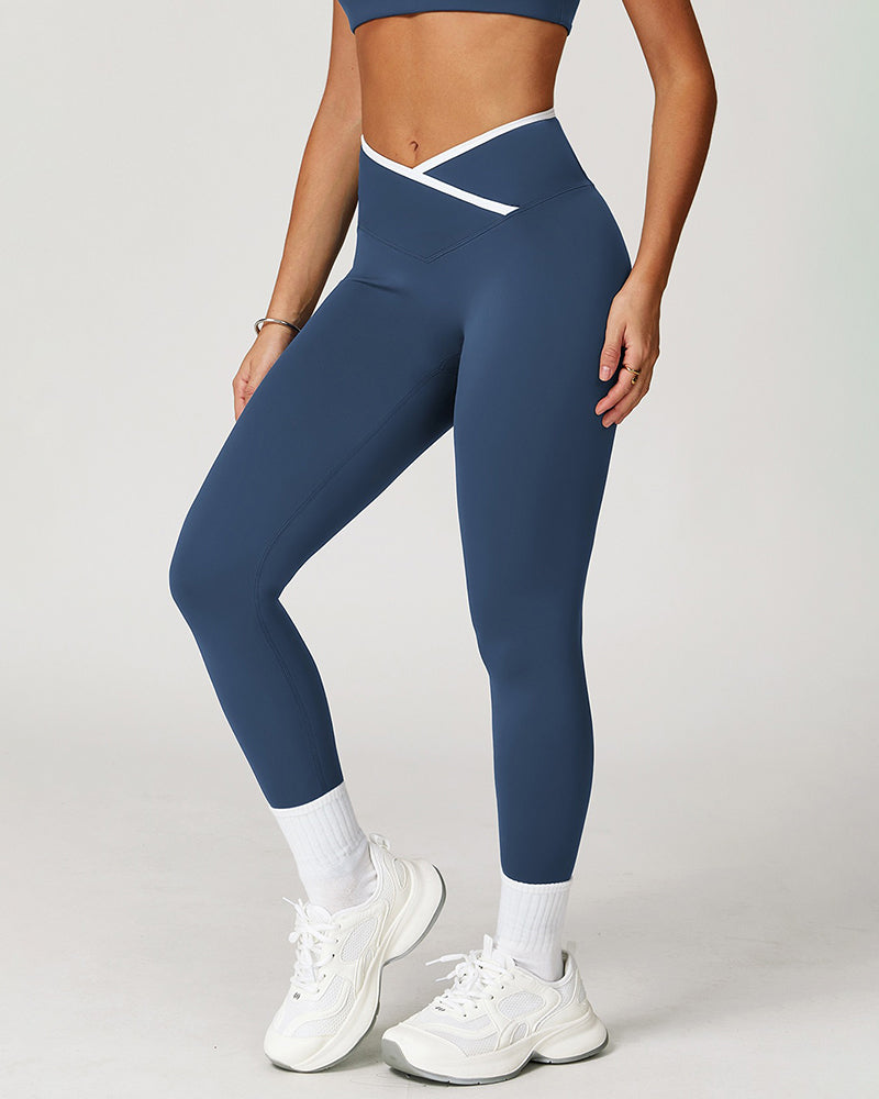 Crossover High Waist Skinny Athletic Leggings